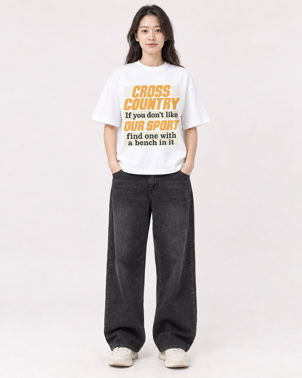 Mockup Boxy Heavyweight Tee White female full-body 03