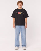 Mockup Boxy Heavyweight Tee Black male full-body 09
