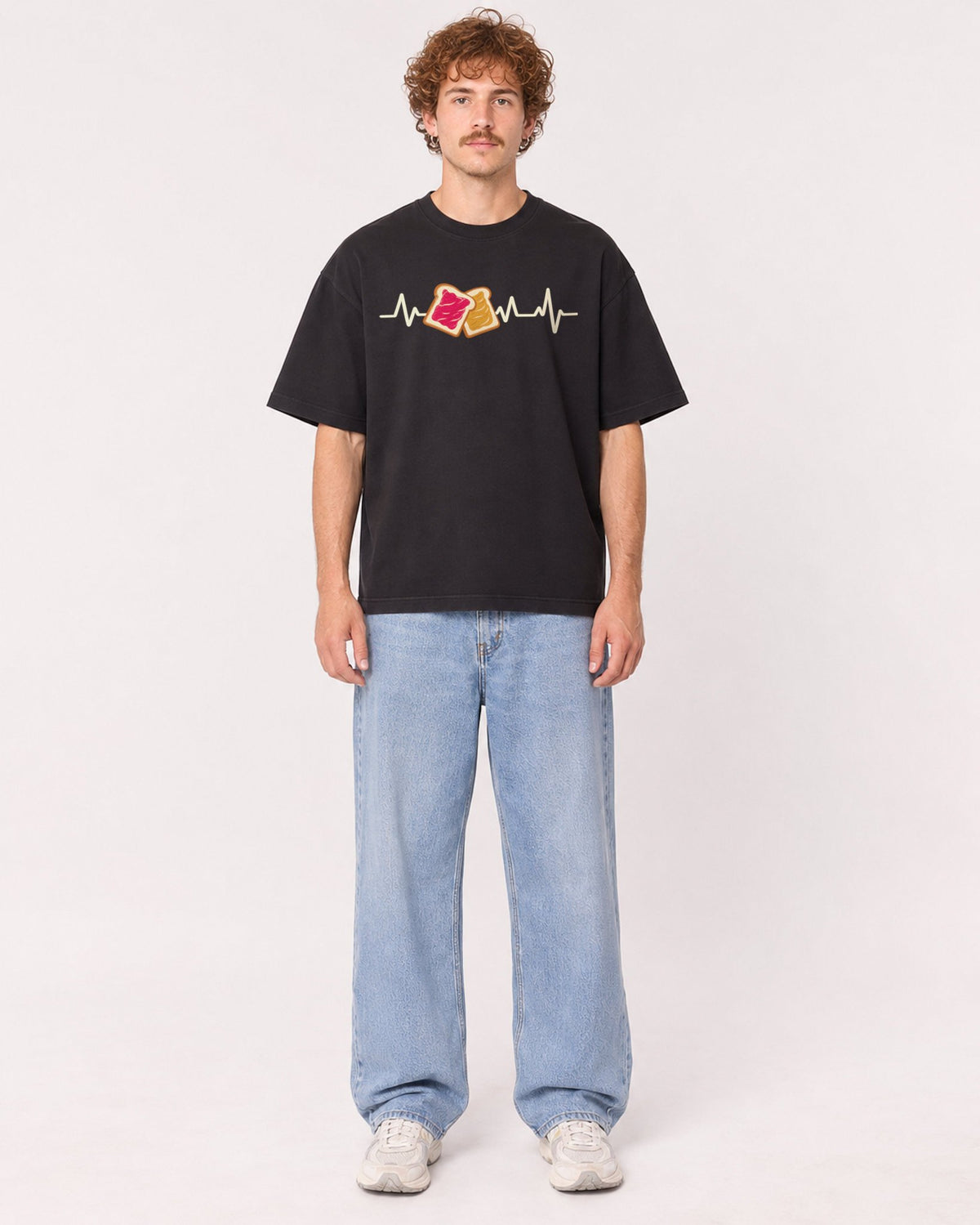 Mockup Boxy Heavyweight Tee Black male full-body 09