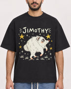 Mockup Boxy Heavyweight Tee Black male close-up 07