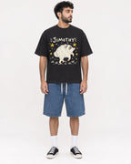 Mockup Boxy Heavyweight Tee Black male full-body 07