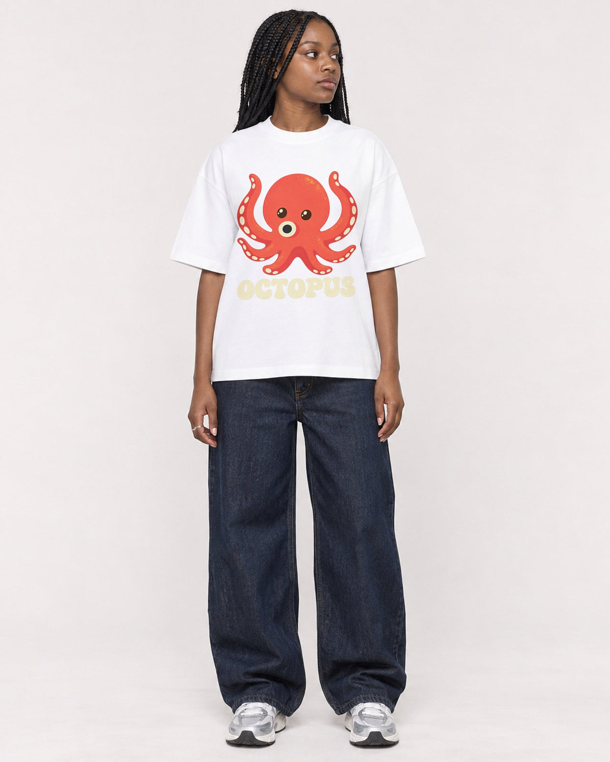 Mockup Boxy Heavyweight Tee White female full-body 04