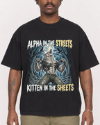 Mockup Boxy Heavyweight Tee Black male close-up 24