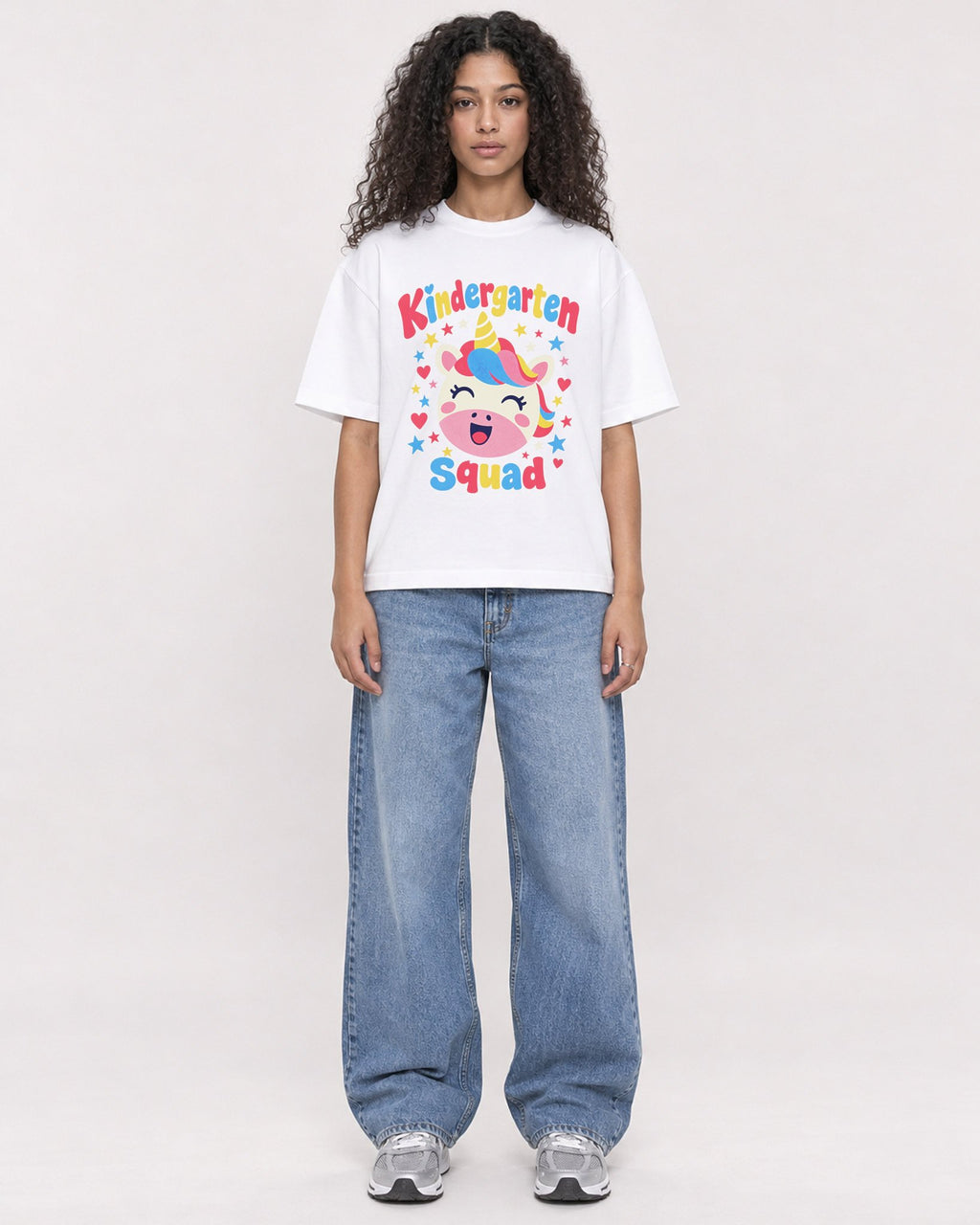 Mockup Boxy Heavyweight Tee White female full-body 10