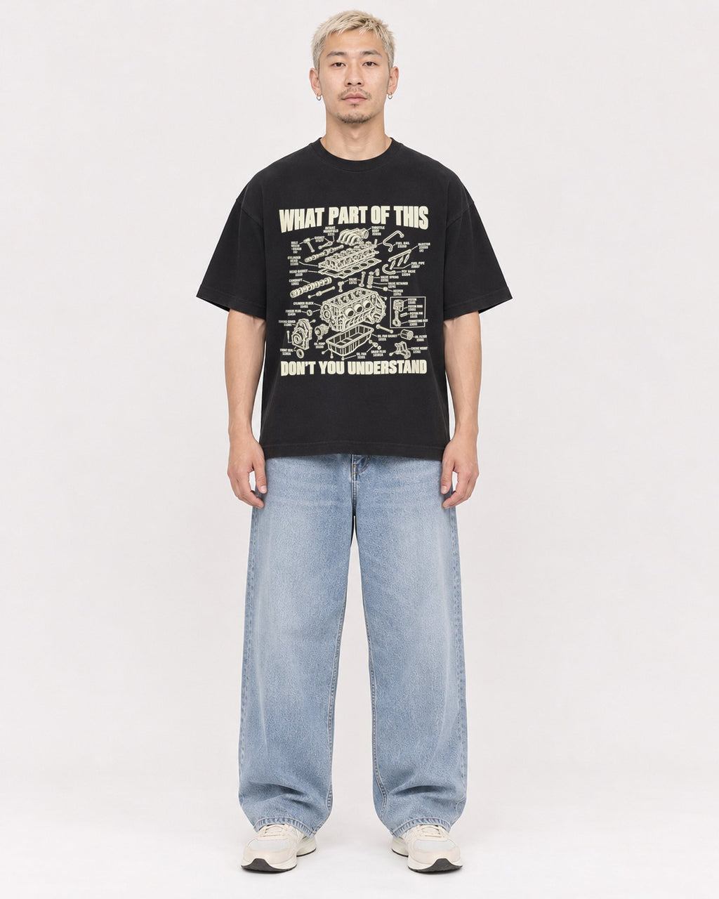 Mockup Boxy Heavyweight Tee Black male full-body 33