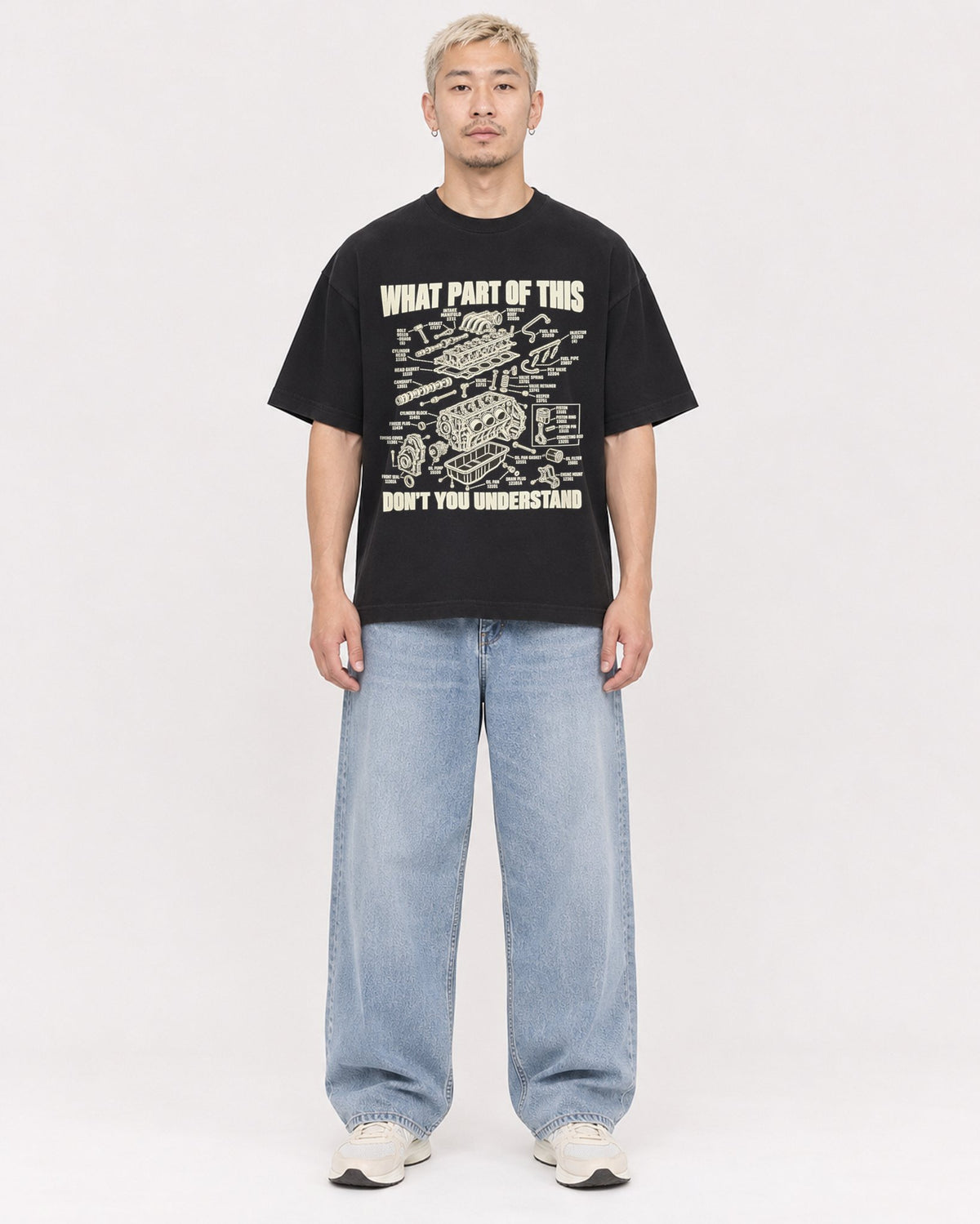 Mockup Boxy Heavyweight Tee Black male full-body 33