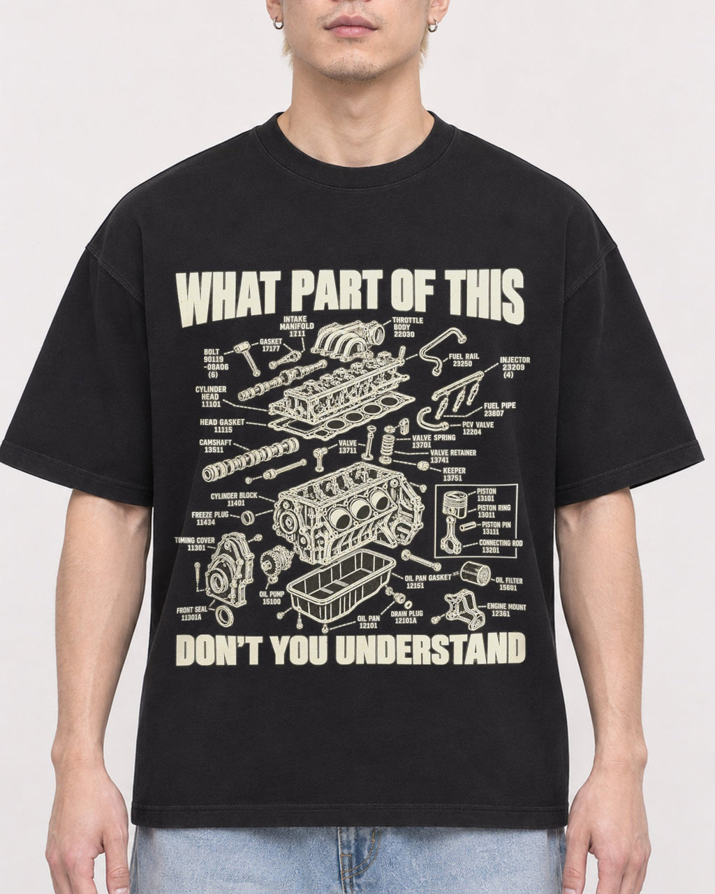 Mockup Boxy Heavyweight Tee Black male close-up 33