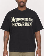 Mockup Boxy Heavyweight Tee Black male close-up 24