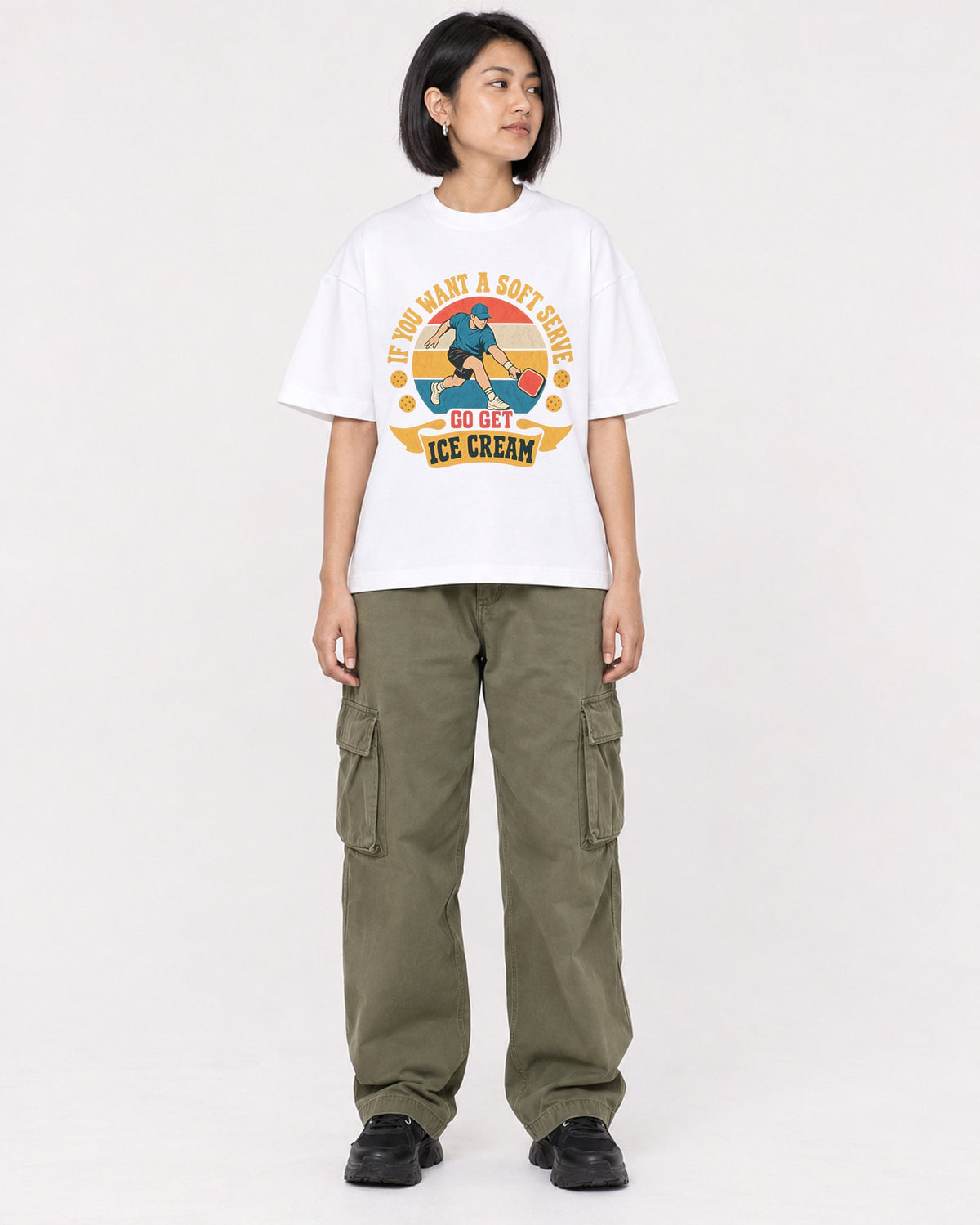 Mockup Boxy Heavyweight Tee White female full-body 32