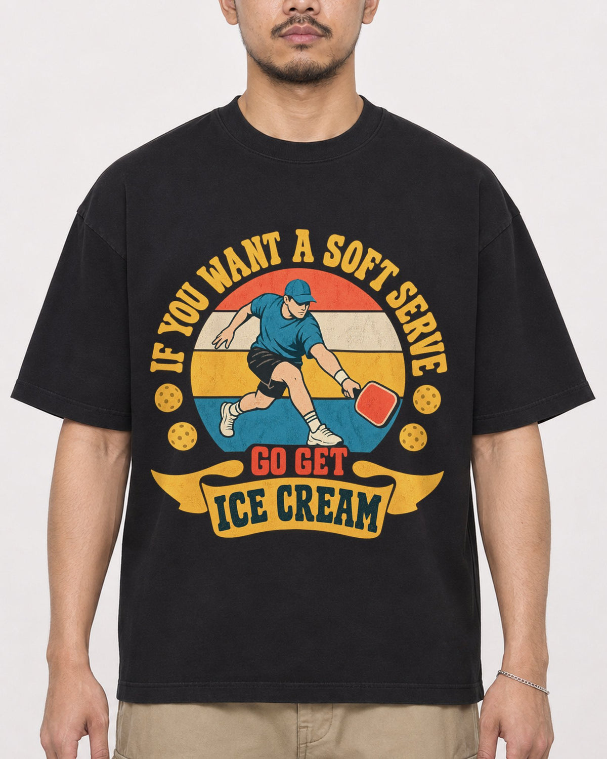 Mockup Boxy Heavyweight Tee Black male close-up 32