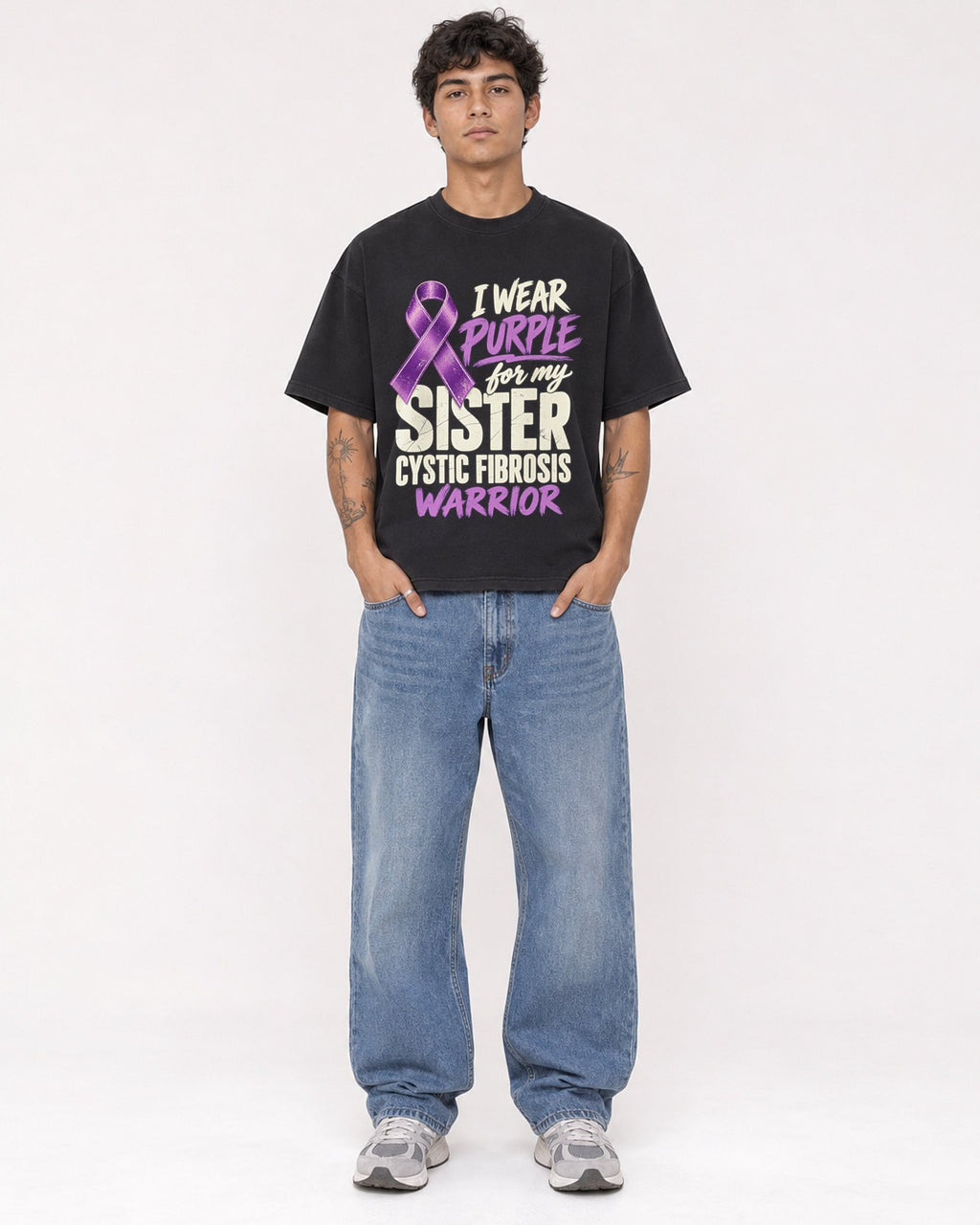 Mockup Boxy Heavyweight Tee Black male full-body 06