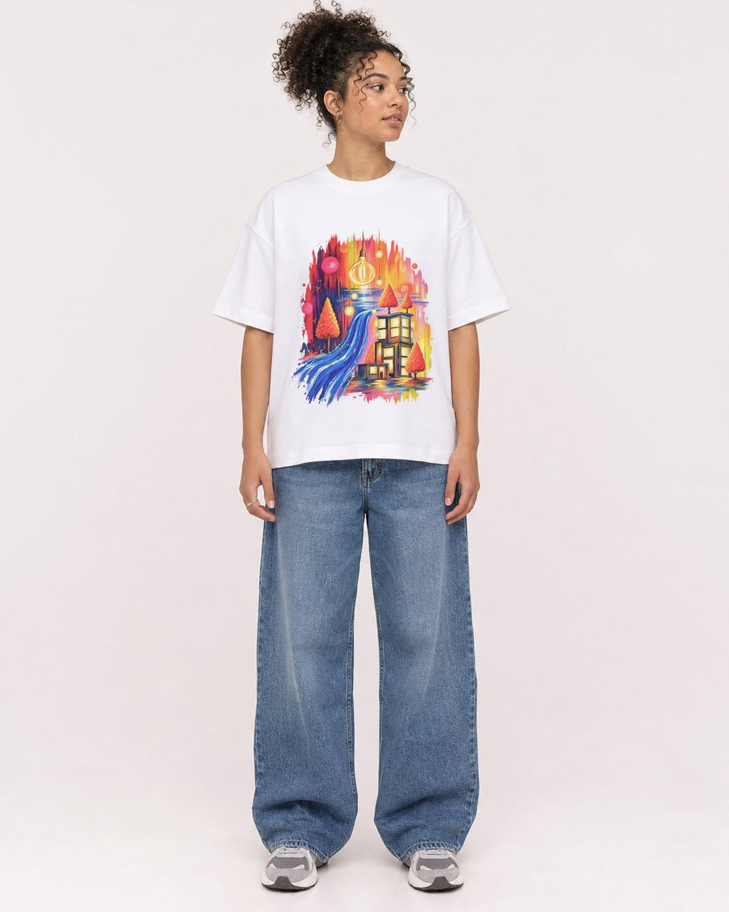Mockup Boxy Heavyweight Tee White female full-body 20