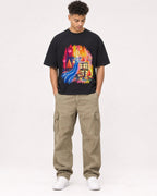 Mockup Boxy Heavyweight Tee Black male full-body 20
