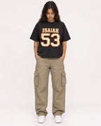 Mockup Boxy Heavyweight Tee Black female full-body 06