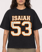 Mockup Boxy Heavyweight Tee Black female close-up 06