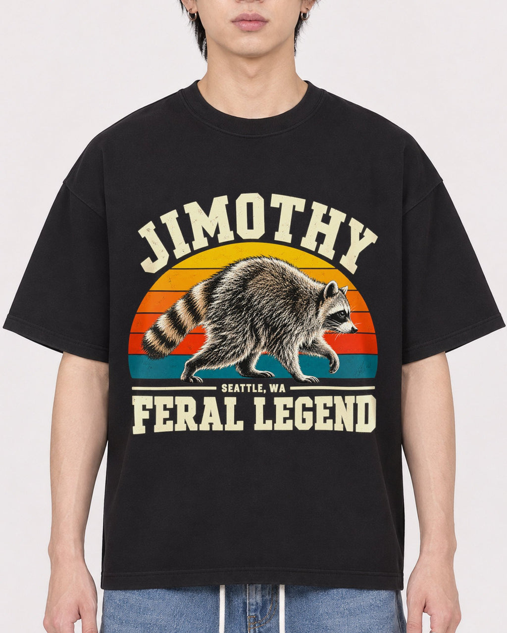 Mockup Boxy Heavyweight Tee Black male close-up 11