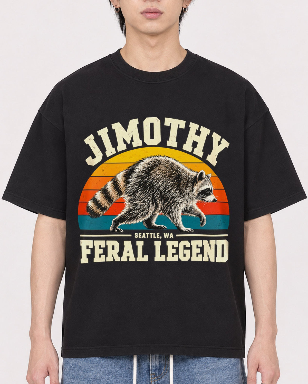Mockup Boxy Heavyweight Tee Black male close-up 11