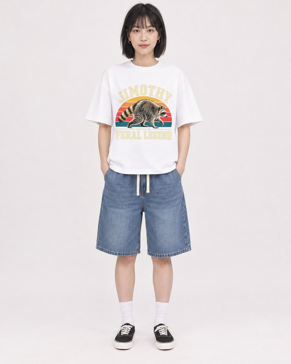 Mockup Boxy Heavyweight Tee White female full-body 11