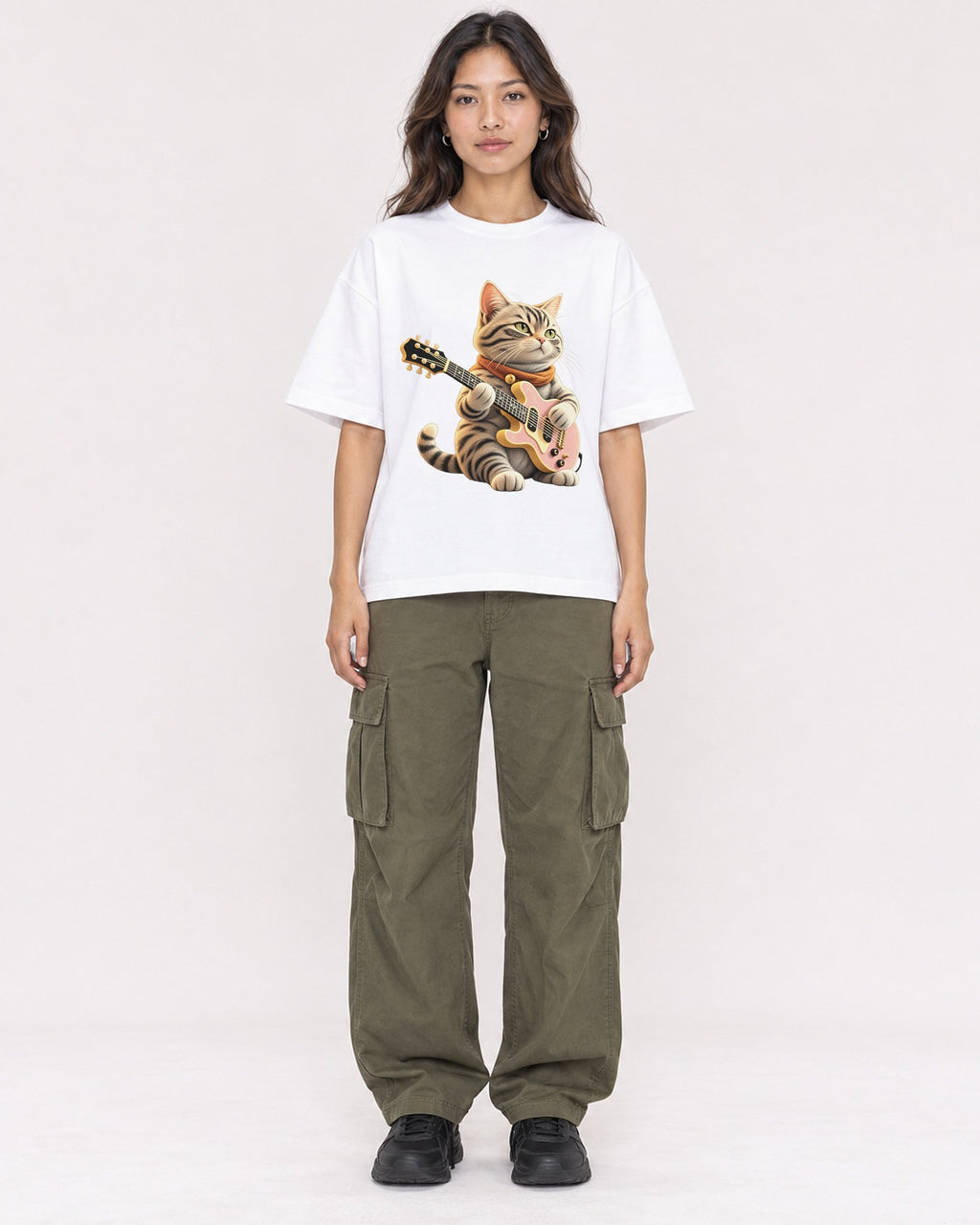 Mockup Boxy Heavyweight Tee White female full-body 02