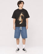 Mockup Boxy Heavyweight Tee Black male full-body 03