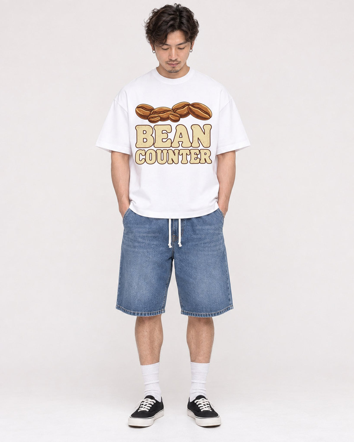 Mockup Boxy Heavyweight Tee White male full-body 03
