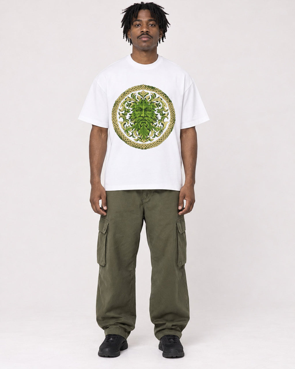 Mockup Boxy Heavyweight Tee White male full-body 04