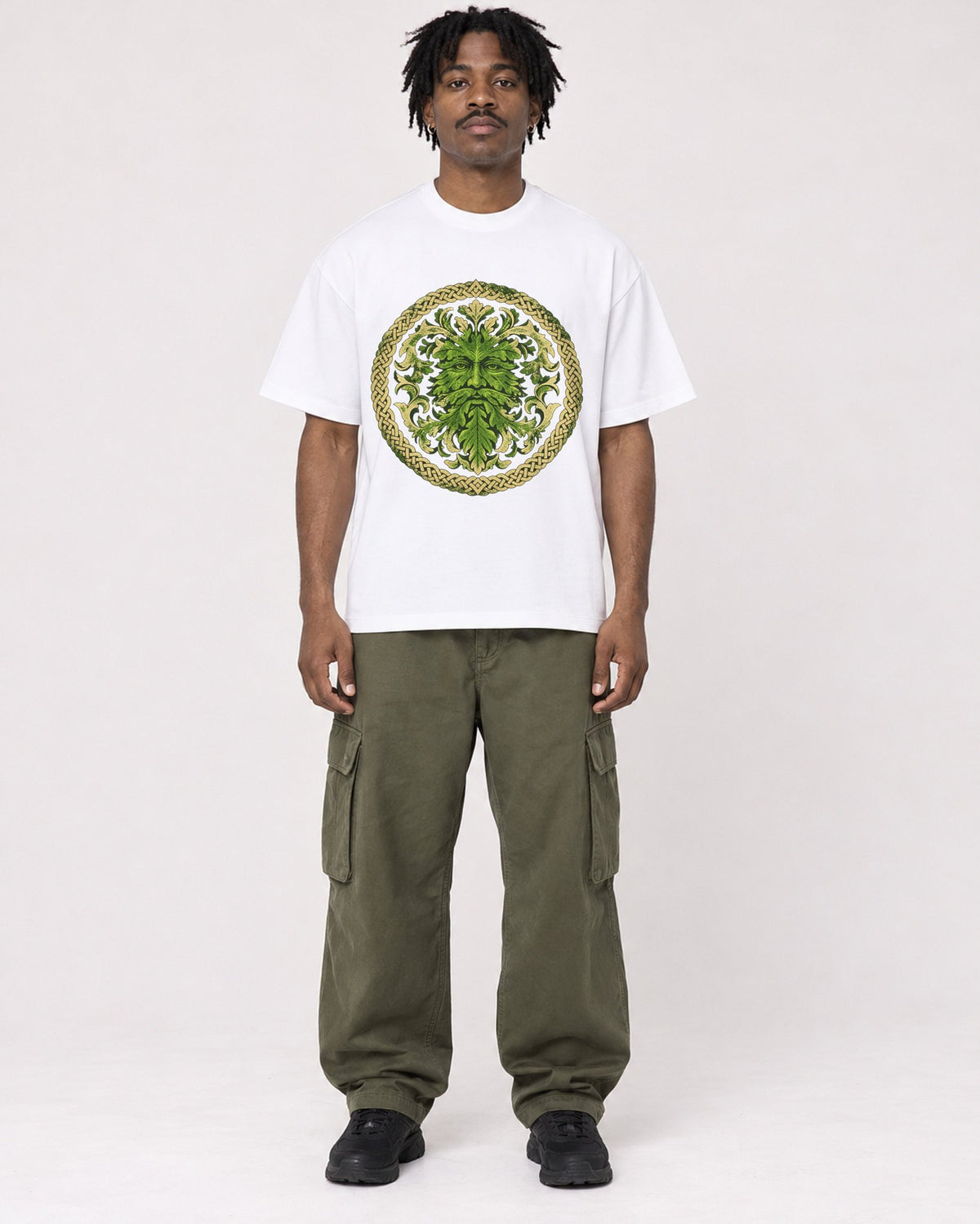 Mockup Boxy Heavyweight Tee White male full-body 04