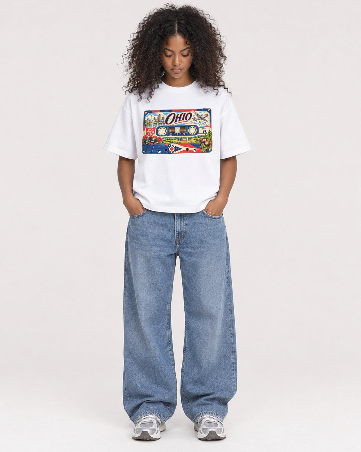 Mockup Boxy Heavyweight Tee White female full-body 05