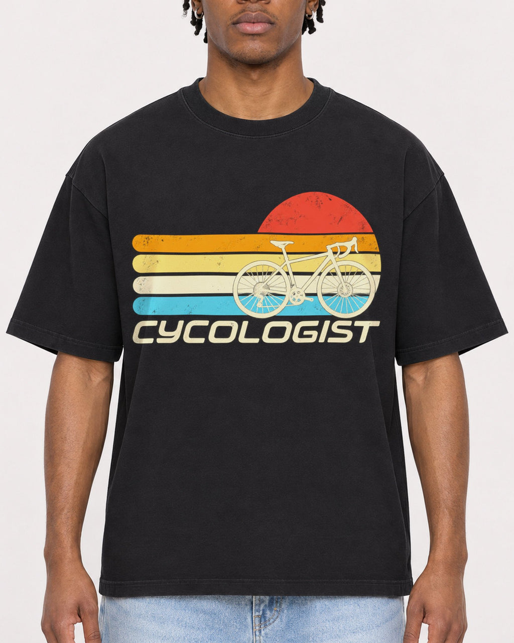 Mockup Boxy Heavyweight Tee Black male close-up 05
