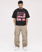 Mockup Boxy Heavyweight Tee Black male full-body 12