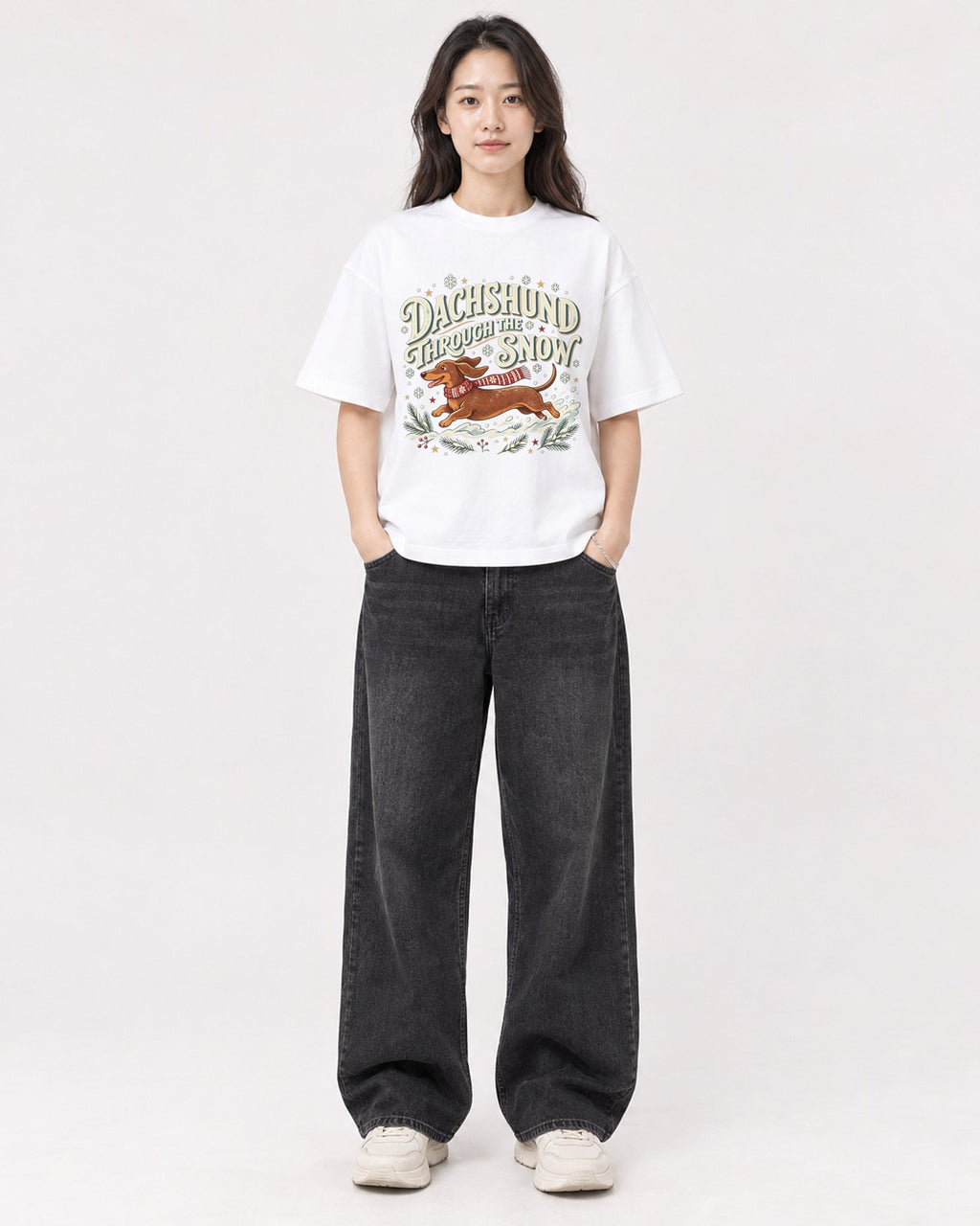 Mockup Boxy Heavyweight Tee White female full-body 03