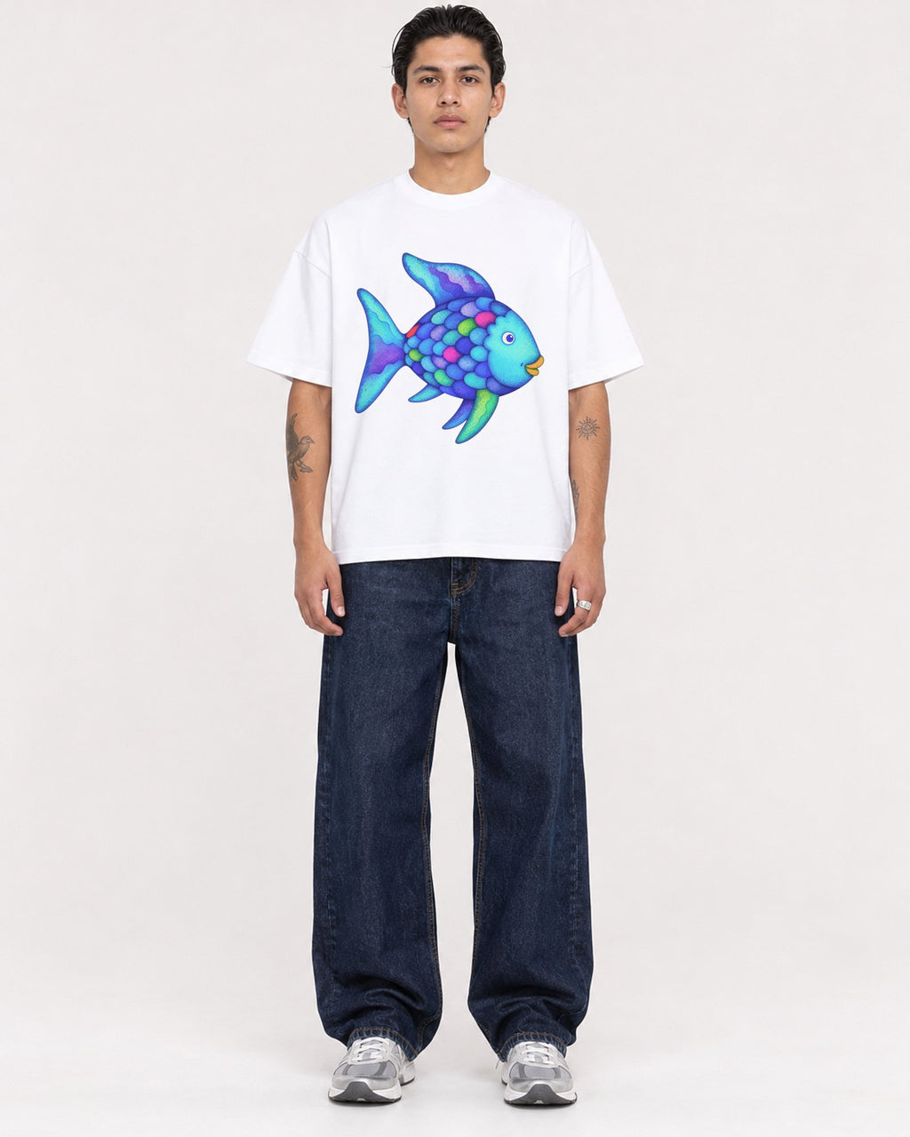 Mockup Boxy Heavyweight Tee White male full-body 36