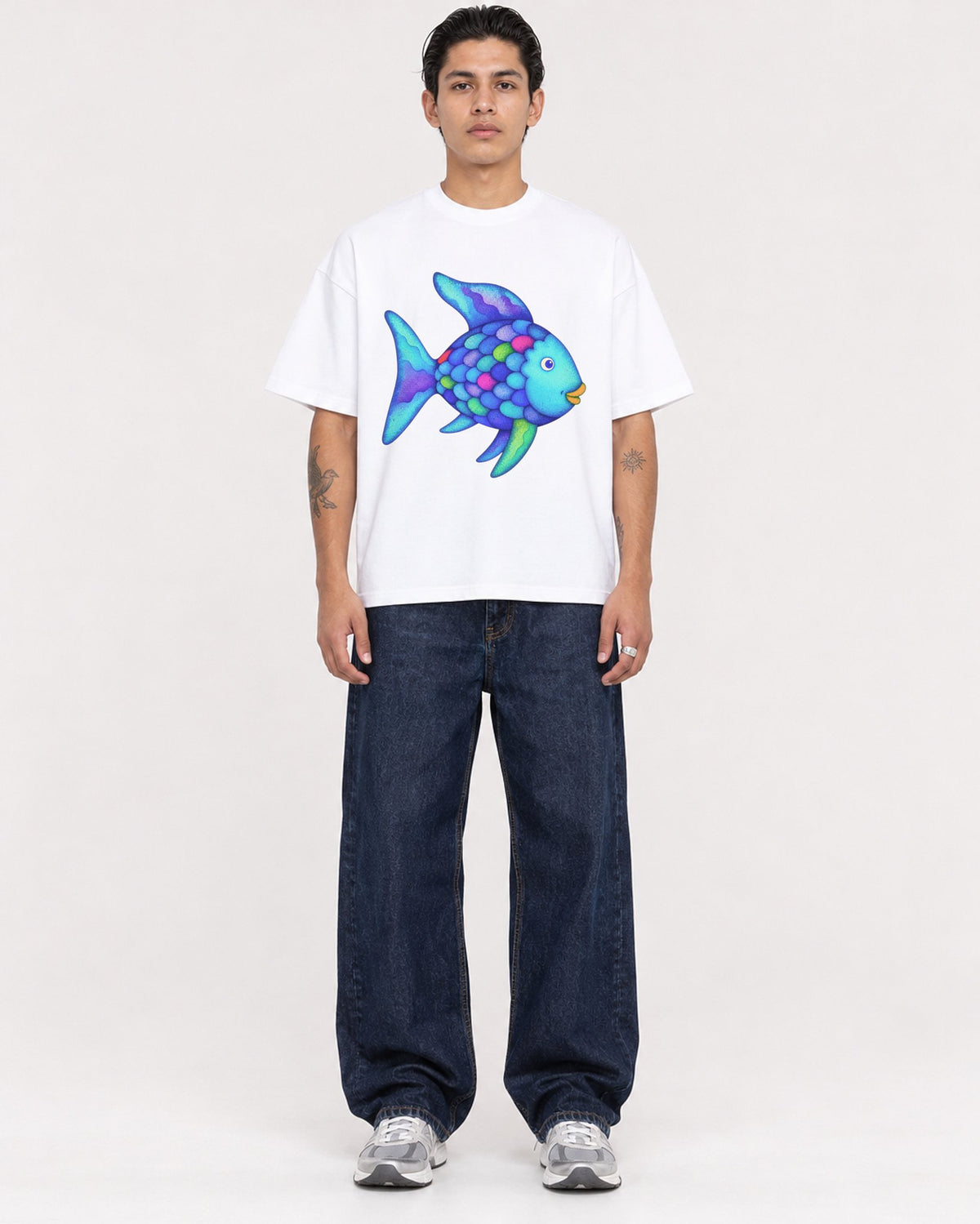 Mockup Boxy Heavyweight Tee White male full-body 36