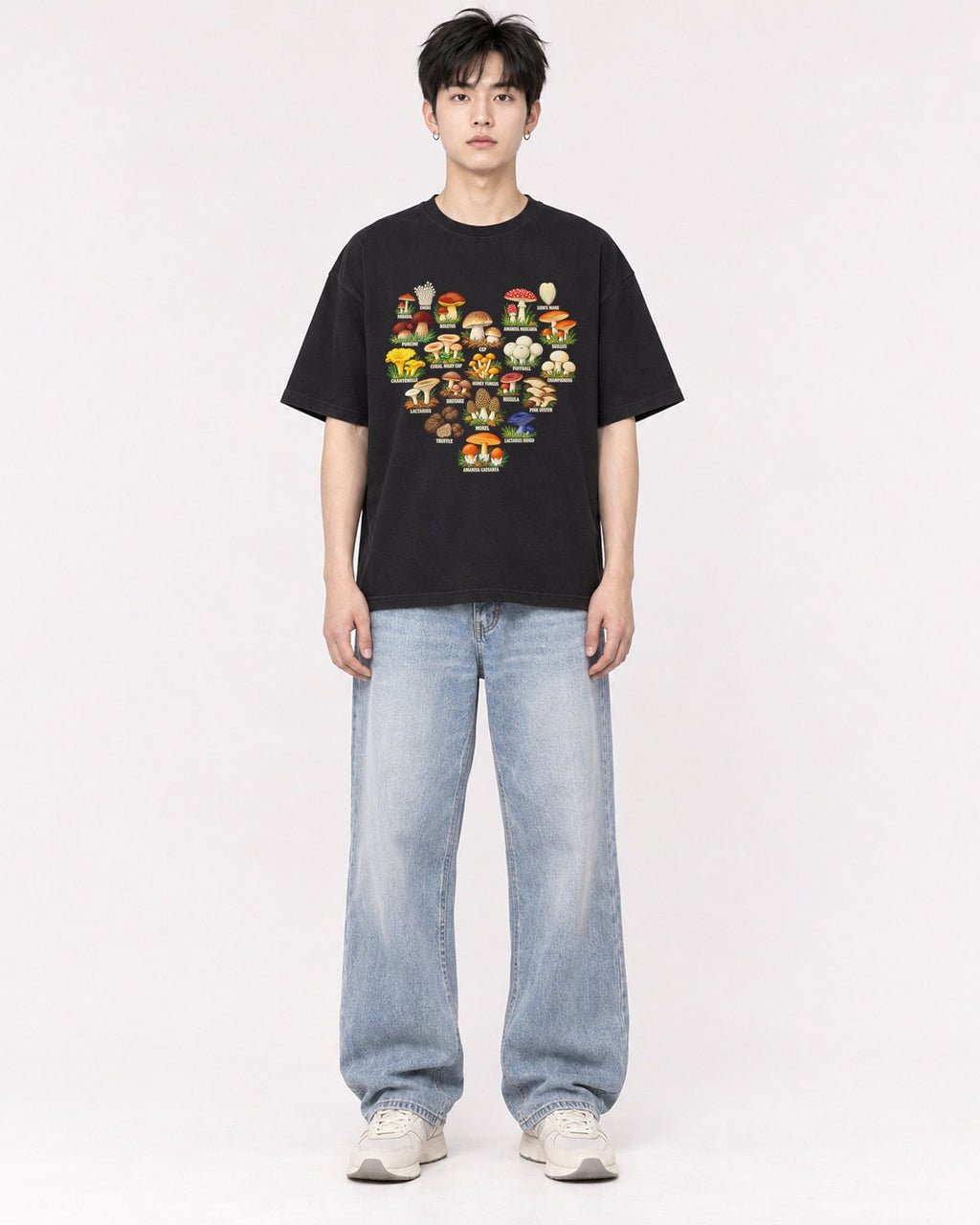 Mockup Boxy Heavyweight Tee Black male full-body 01