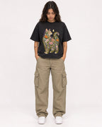 Mockup Boxy Heavyweight Tee Black female full-body 06