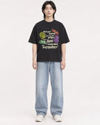 Mockup Boxy Heavyweight Tee Black male full-body 41