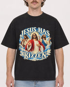 Mockup Boxy Heavyweight Tee Black male close-up 09