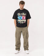 Mockup Boxy Heavyweight Tee Black male full-body 08