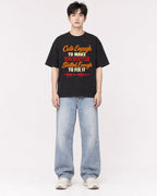 Mockup Boxy Heavyweight Tee Black male full-body 01
