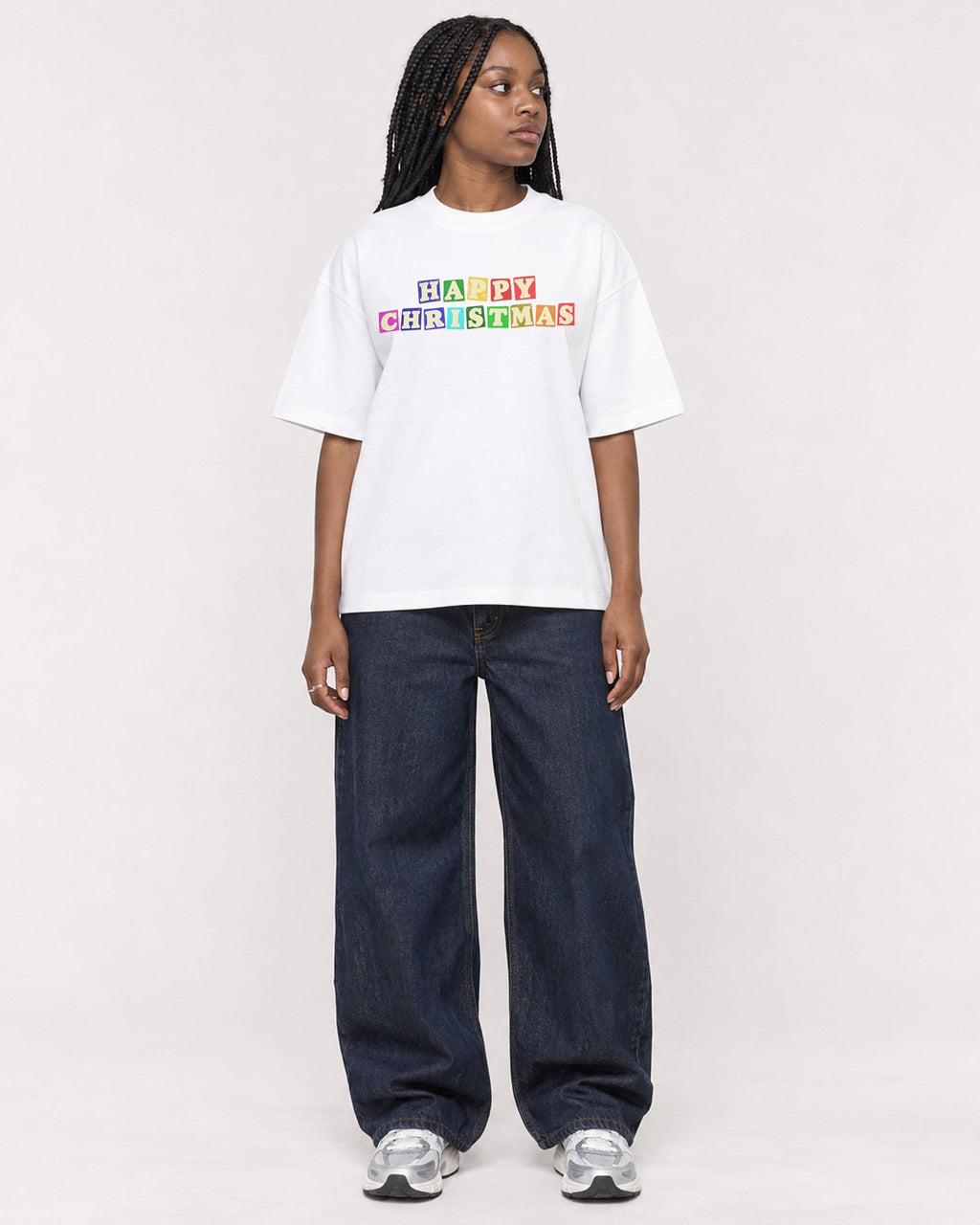 Mockup Boxy Heavyweight Tee White female full-body 04