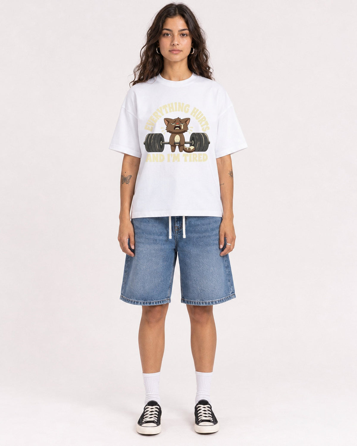 Mockup Boxy Heavyweight Tee White female full-body 06