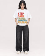 Mockup Boxy Heavyweight Tee White female full-body 13