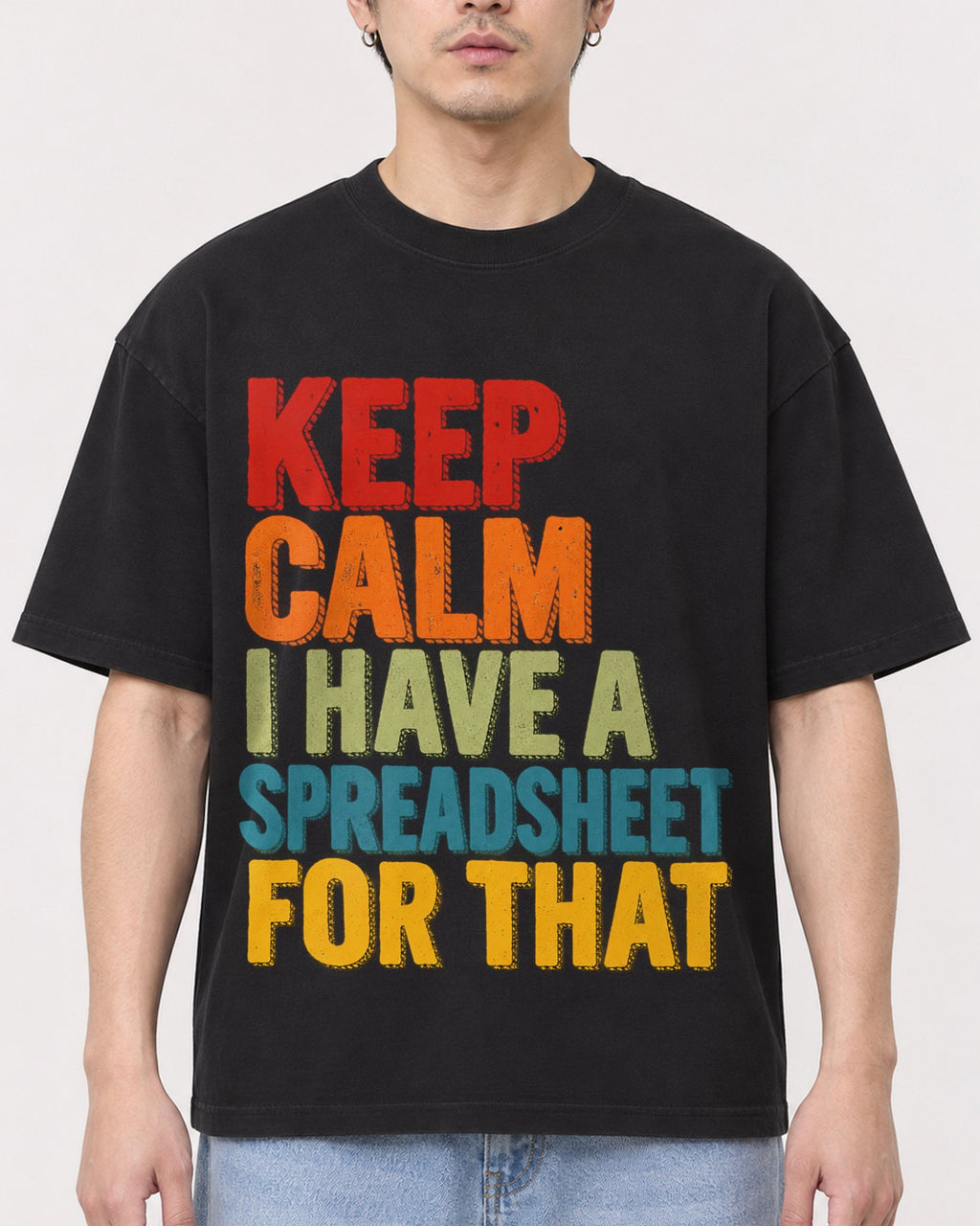 Mockup Boxy Heavyweight Tee Black male close-up 13