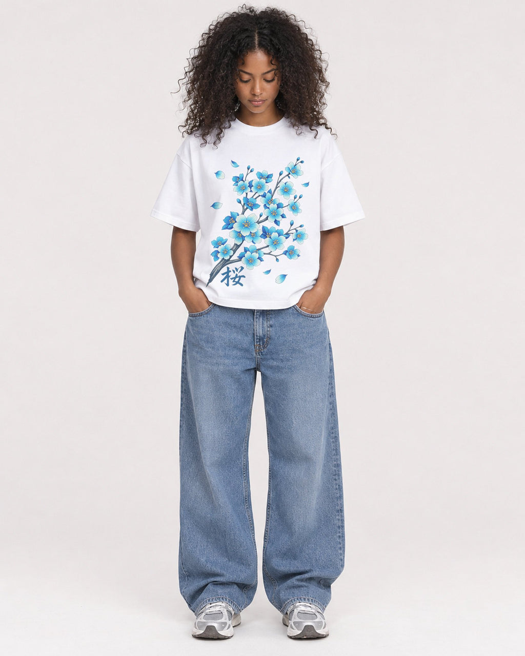 Mockup Boxy Heavyweight Tee White female full-body 05