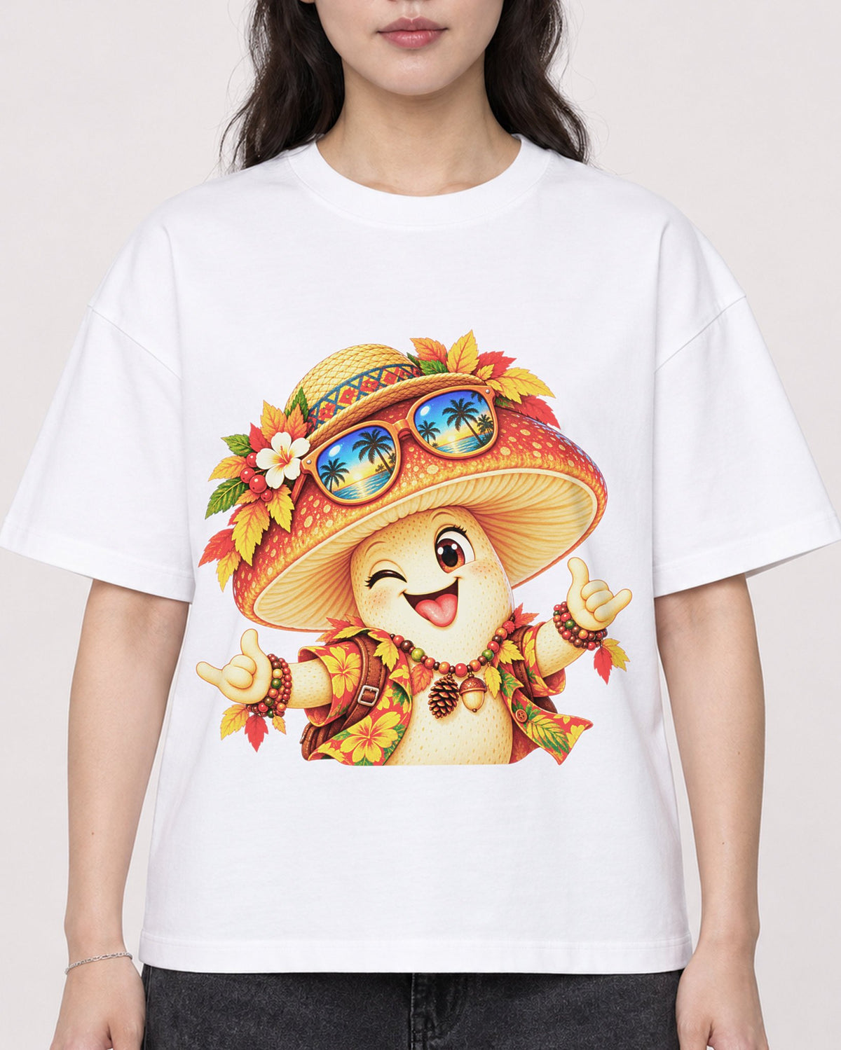 Mockup Boxy Heavyweight Tee White female close-up 03