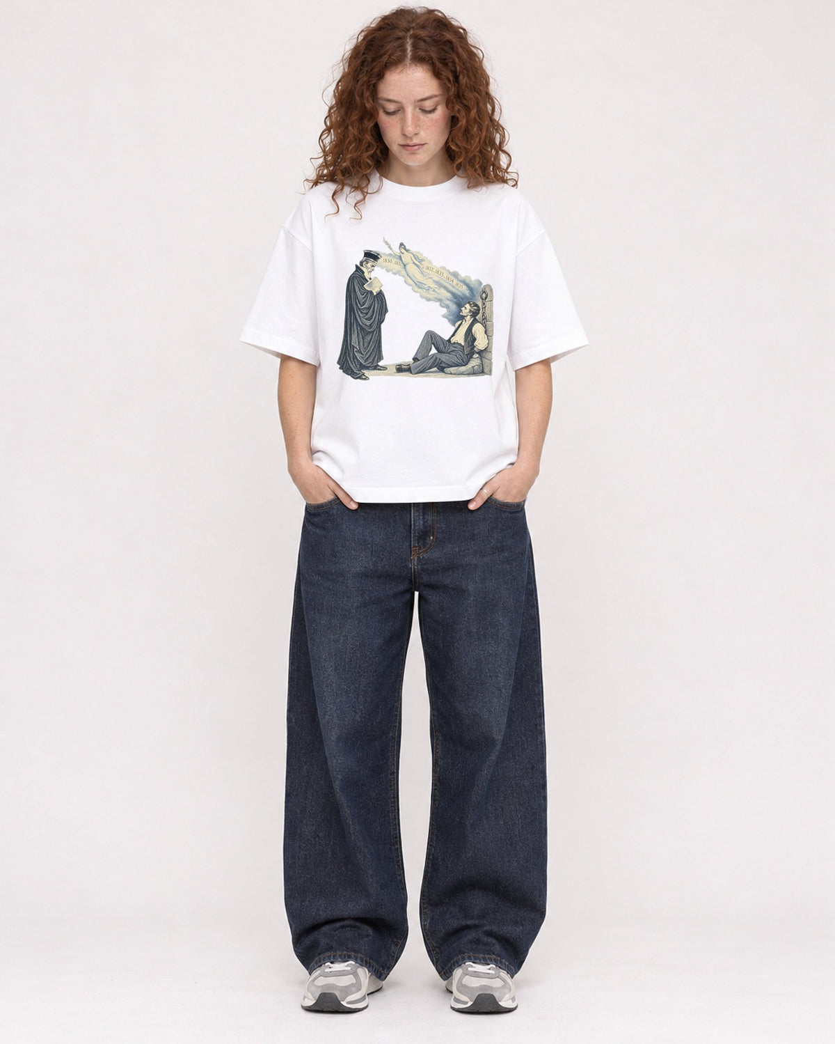 Mockup Boxy Heavyweight Tee White female full-body 09