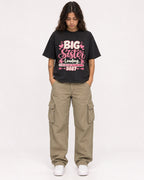 Mockup Boxy Heavyweight Tee Black female full-body 06