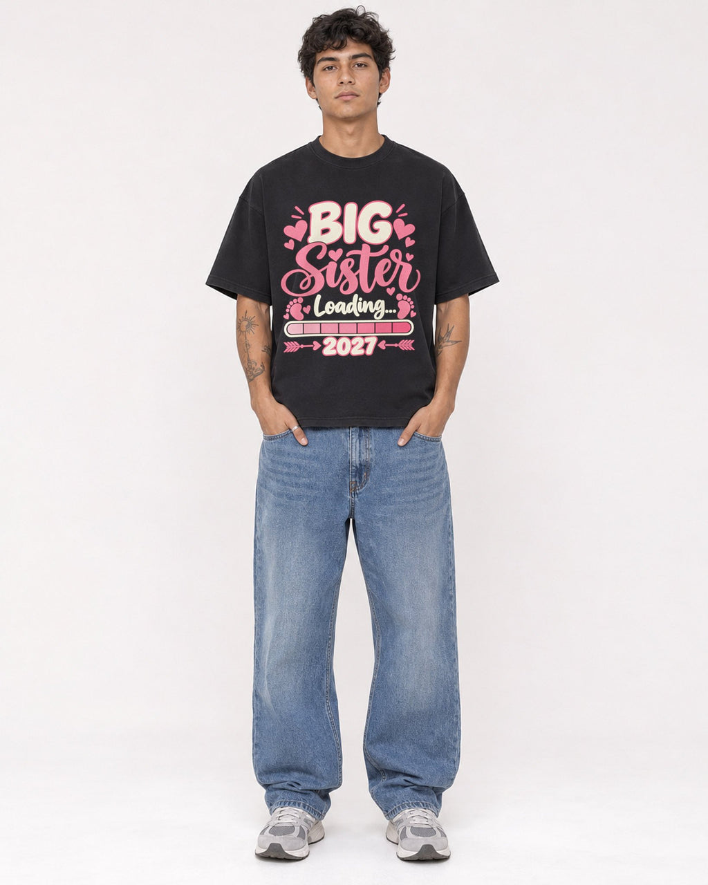 Mockup Boxy Heavyweight Tee Black male full-body 06