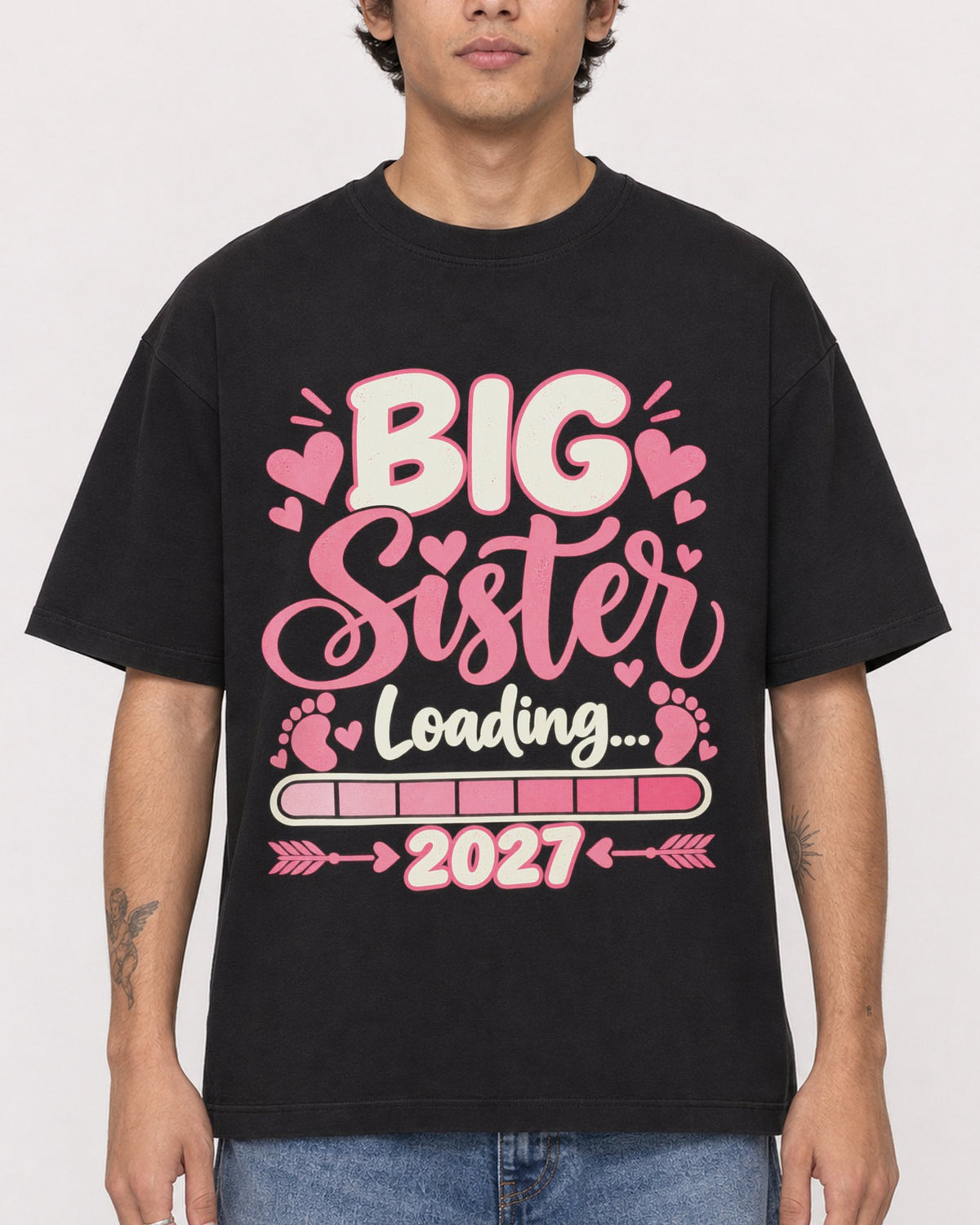 Mockup Boxy Heavyweight Tee Black male close-up 06