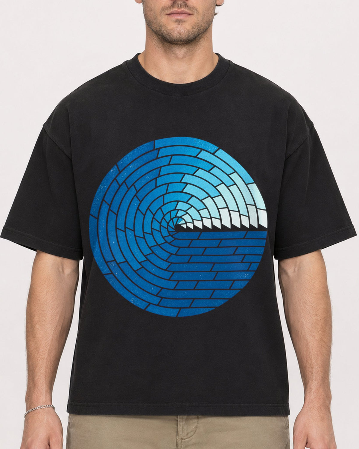 Mockup Boxy Heavyweight Tee Black male close-up 08